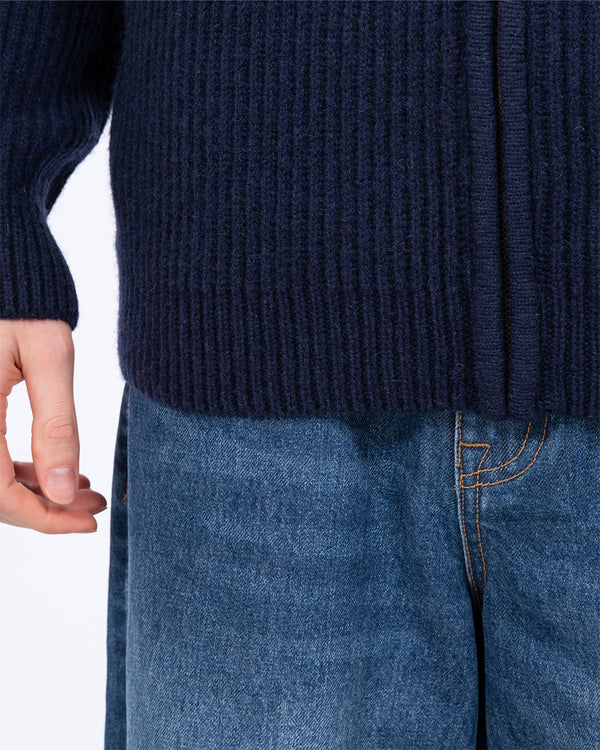 2t Strickjacke in großer Länge mit durchgehendem Reißverschluss (navy)