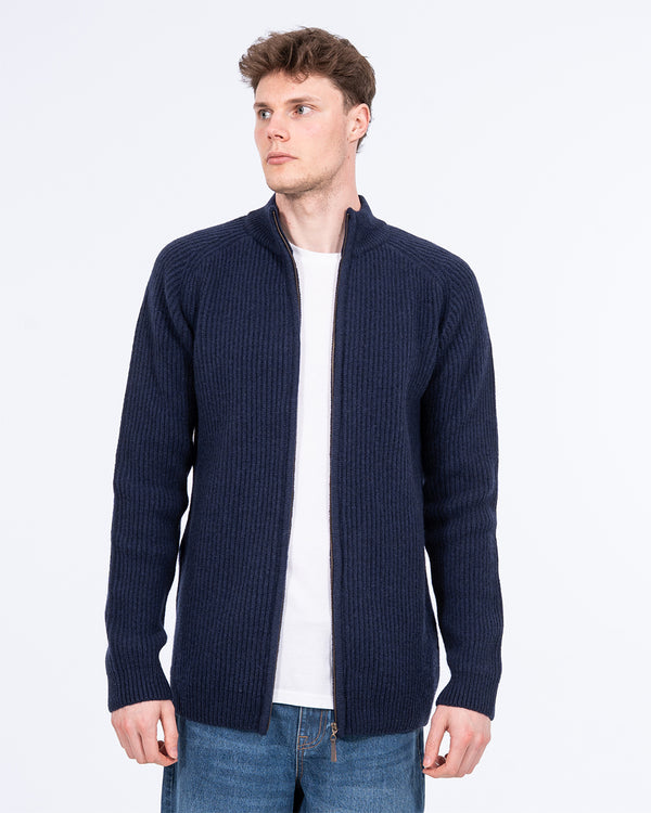 2t Strickjacke in großer Länge mit durchgehendem Reißverschluss (navy)