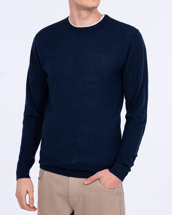 2t hoher Merino-Mischpullover mit Rundhalsausschnitt (marine)