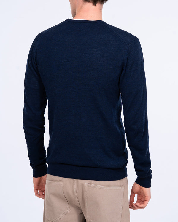 2t hoher Merino-Mischpullover mit Rundhalsausschnitt (marine)