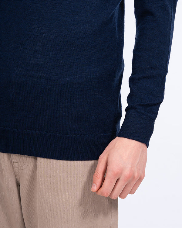2t hoher Merino-Mischpullover mit Rundhalsausschnitt (marine)