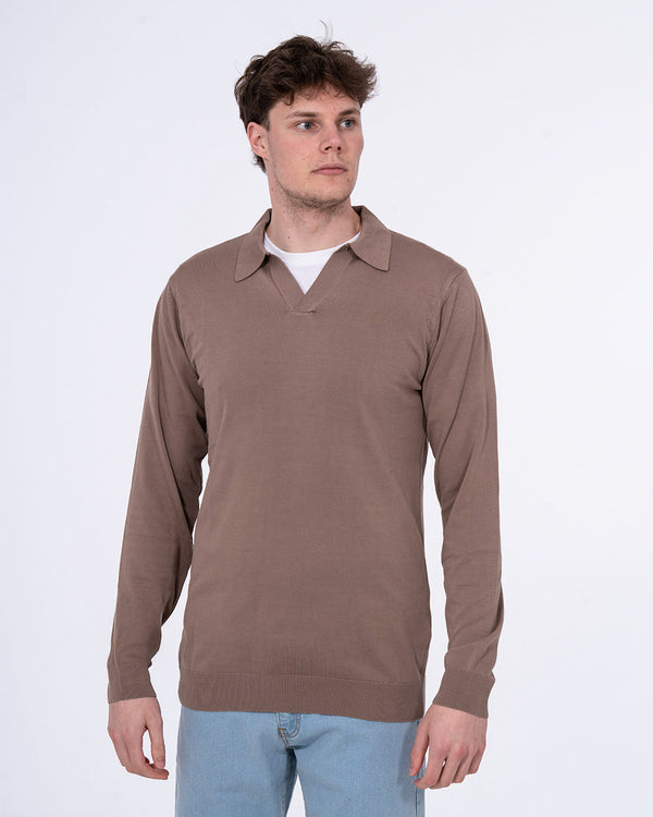 2t Penn Tall Open Collar Jumper (taupe)