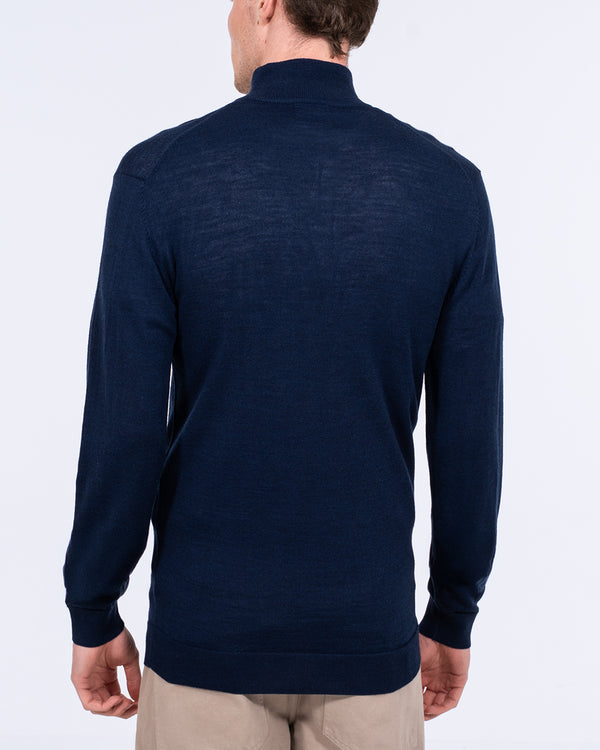 2t Merino-Blend-Pullover für große Männer mit Viertelreißverschluss (Navy)