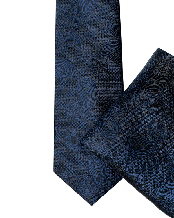 Knightsbridge Extra Long Paisley Tie Set (navy)