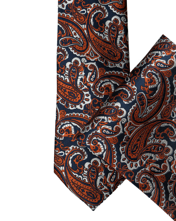 Knightsbridge Extra Long Paisley Tie Set (burnt orange)