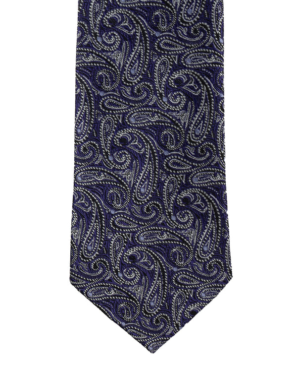 Knightsbridge Extra Long Paisley Tie (black/purple)