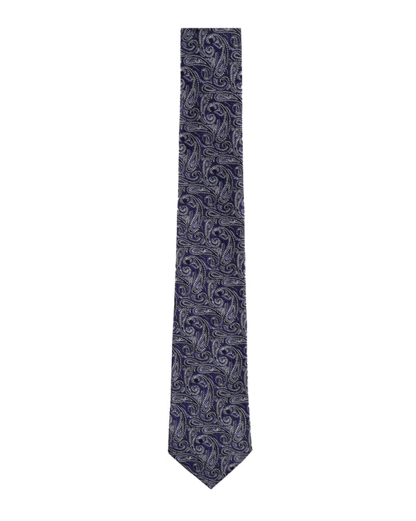 Knightsbridge Extra Long Paisley Tie (black/purple)