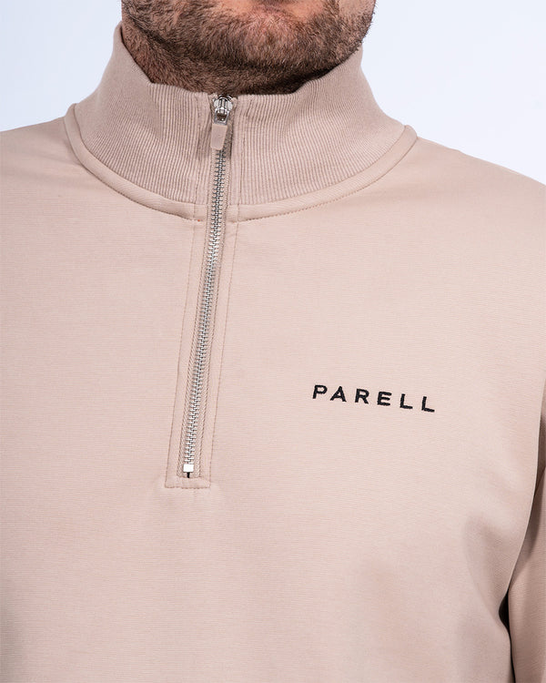 Parell Active Tall Quarter Zip Mid Layer Golf Top (taupe)