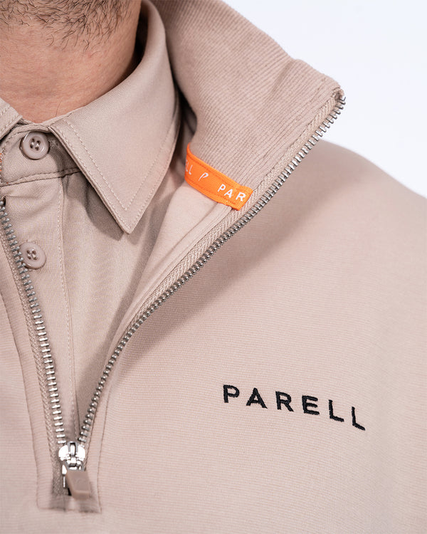 Parell Active Tall Quarter Zip Mid Layer Golf Top (taupe)