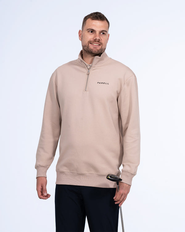 Parell Active Tall Quarter Zip Mid Layer Golf Top (taupe)