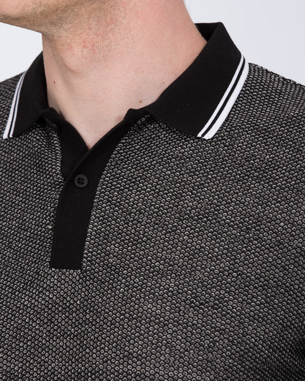 2t Tall Jacquard Tipped Polo Shirt (black pattern)