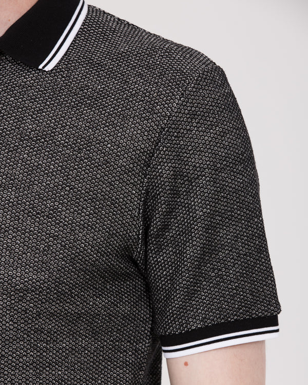 2t Tall Jacquard Tipped Polo Shirt (black pattern)