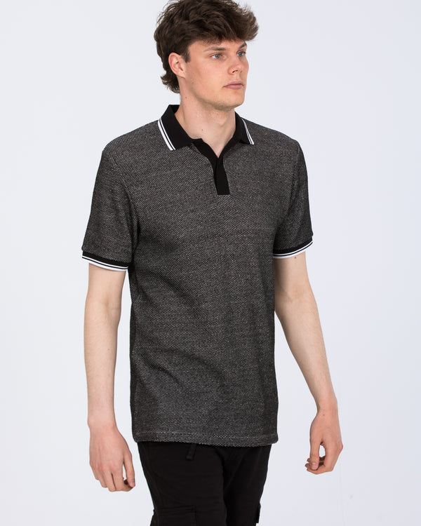 2t Tall Jacquard Tipped Polo Shirt (black pattern)