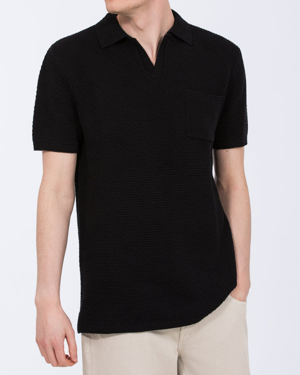 2t Nova Tall Open Knit Polo (black)