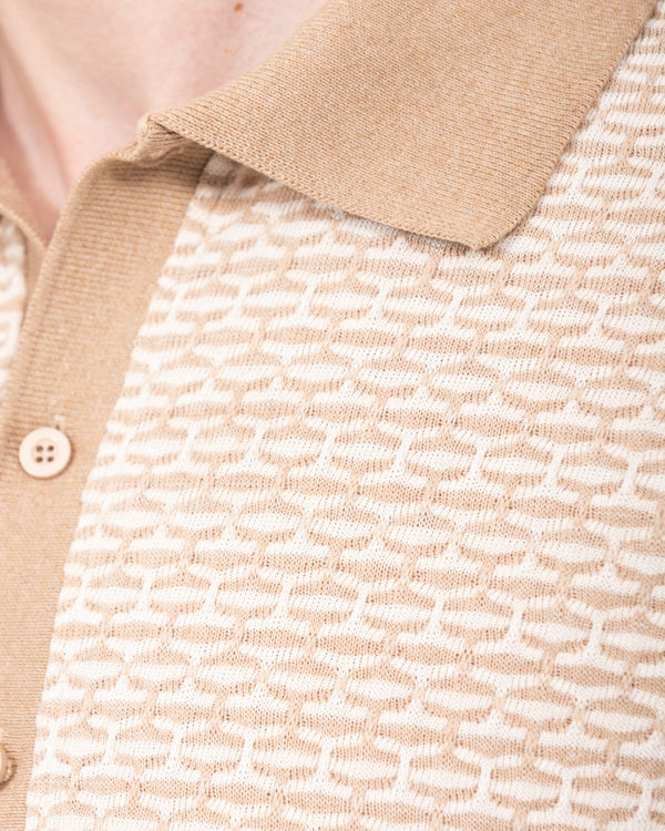 2t Bowie Langärmeliges Jacquard-Poloshirt (stein)