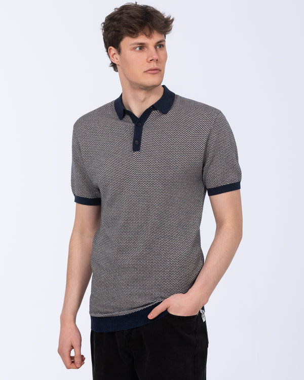 2t Bryce Tall Jacquard Polo (navy/stone)