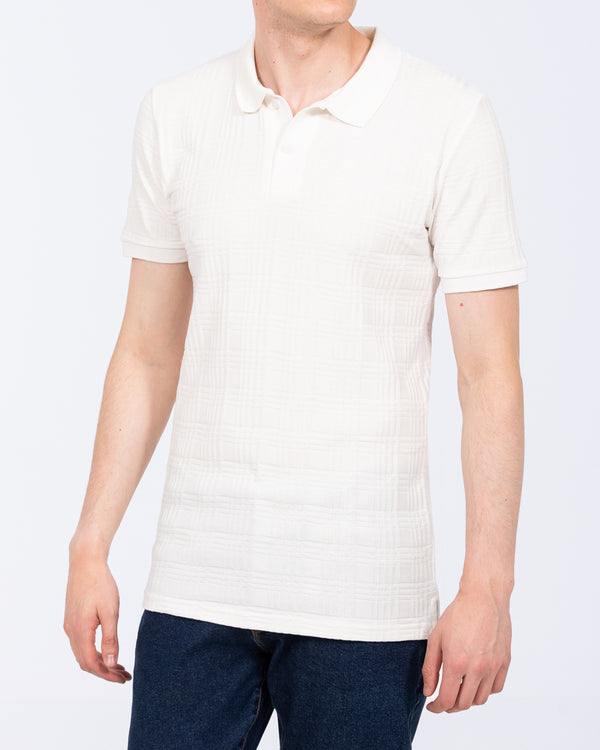 2t Nico Tall Textured Polo Shirt (white pattern)