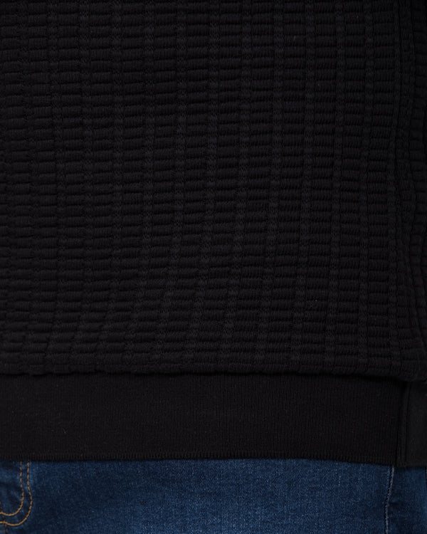 2t Vincent Tall Jacquard Open Collar Polo Shirt (black)