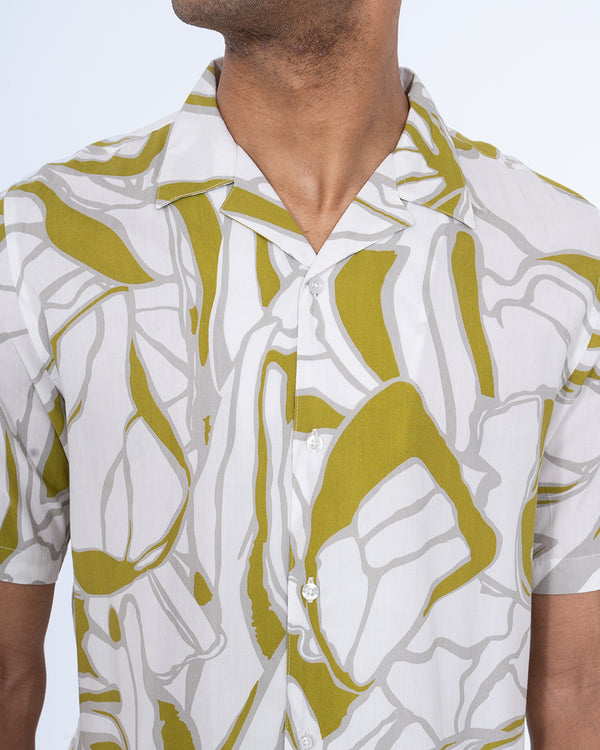 2t Tall Short Sleeve Revere Shirt (white/green)