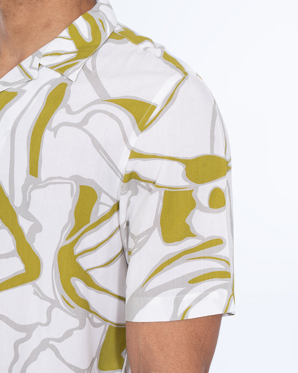 2t Tall Short Sleeve Revere Shirt (white/green)