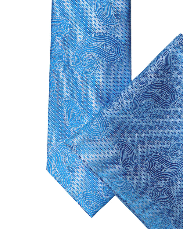 Knightsbridge Extra Long Paisley Tie Set (sky)