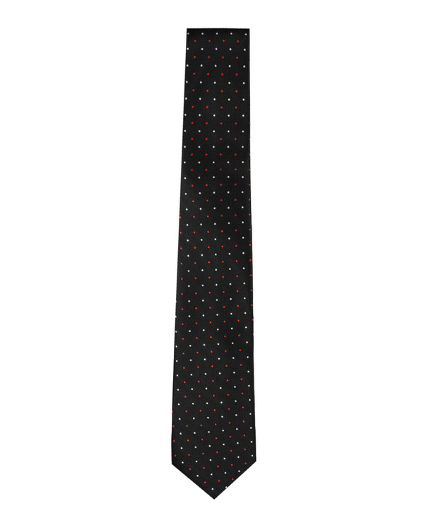 Knightsbridge Extra Long Spotted Tie (black/red)