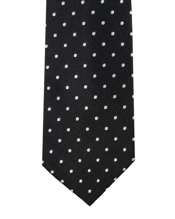 Knightsbridge Extra Long Spotted Tie (black/white)