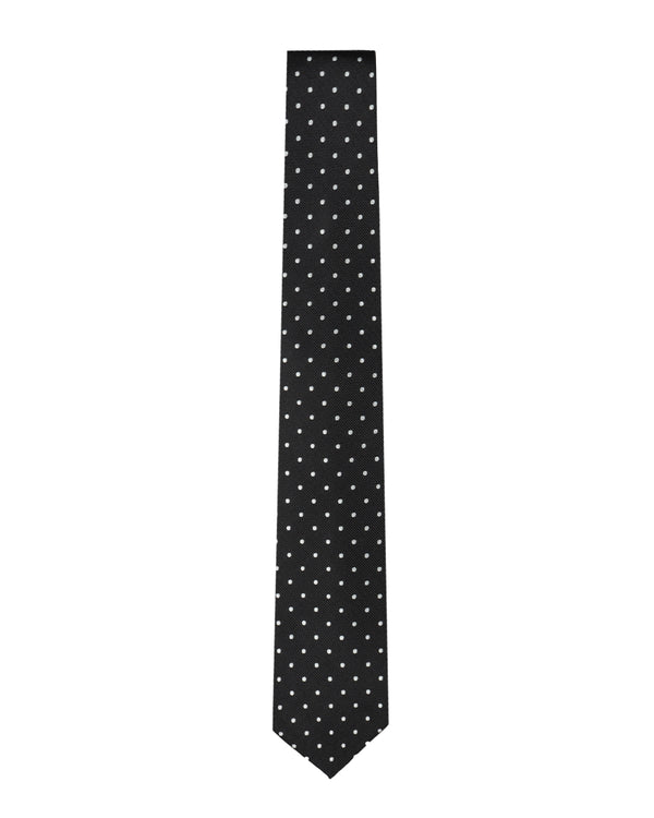 Knightsbridge Extra Long Spotted Tie (black/white)
