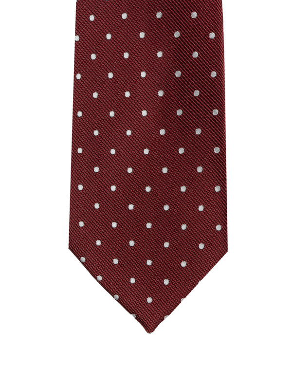 Knightsbridge Extra Long Spotted Tie (burgundy/white)