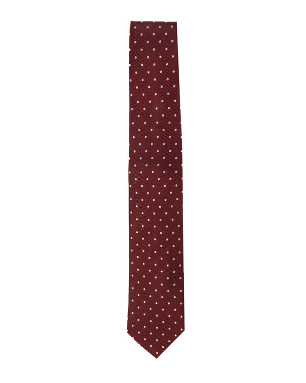 Knightsbridge Extra Long Spotted Tie (burgundy/white)