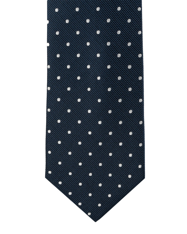 Knightsbridge Extra Long Spotted Tie (navy/white)