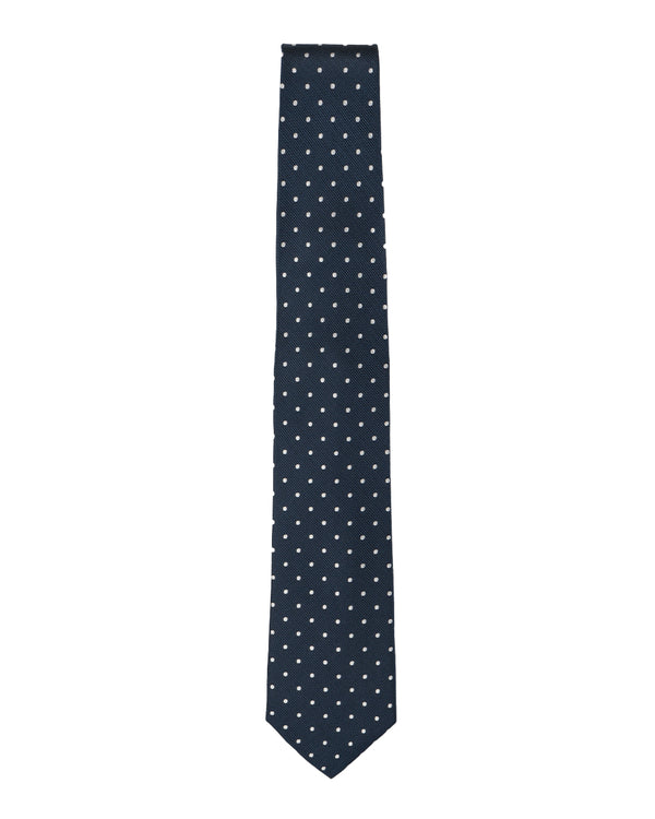 Knightsbridge Extra Long Spotted Tie (navy/white)