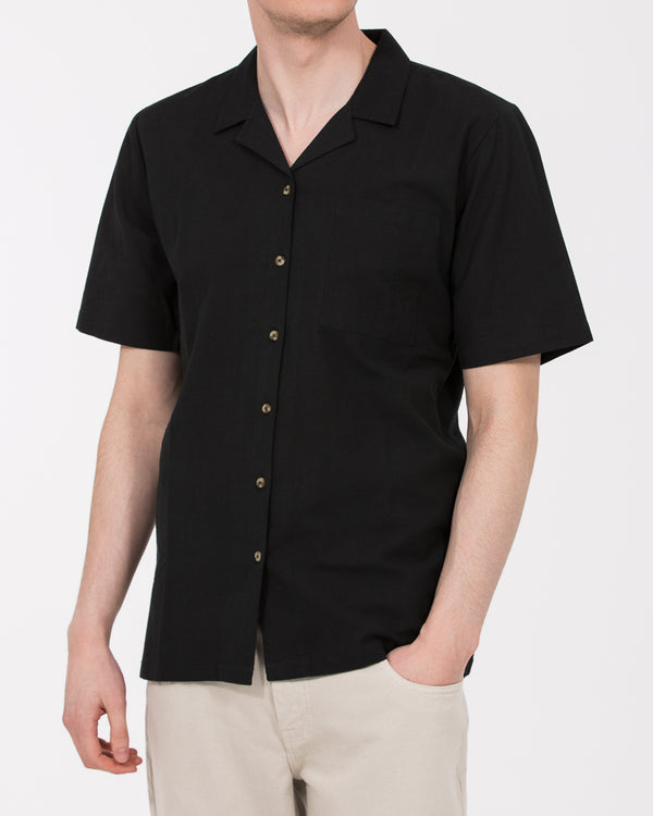 3xlt black dress shirt Men's Custom Tailored Cotton Solid Black Button Up Dress Shirt Size 3XLT