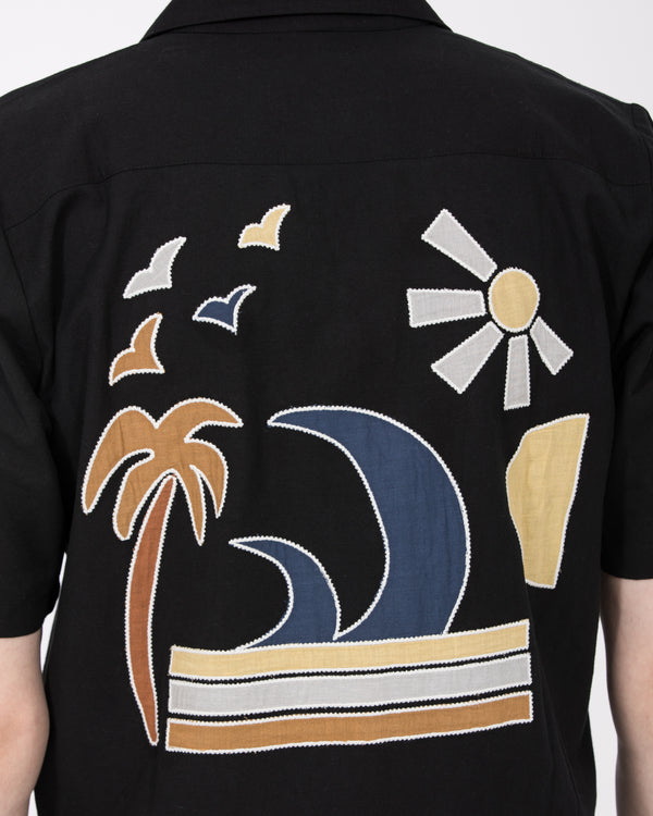 2t Bruce Tall Revere Kragen Hemd (schwarz bestickt)