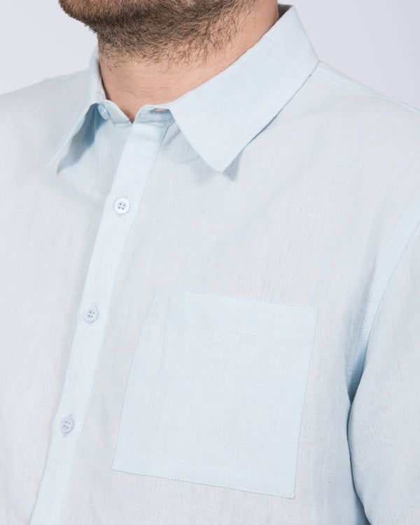 2t Tall Short Sleeve Linen Blend Shirt (pale blue)