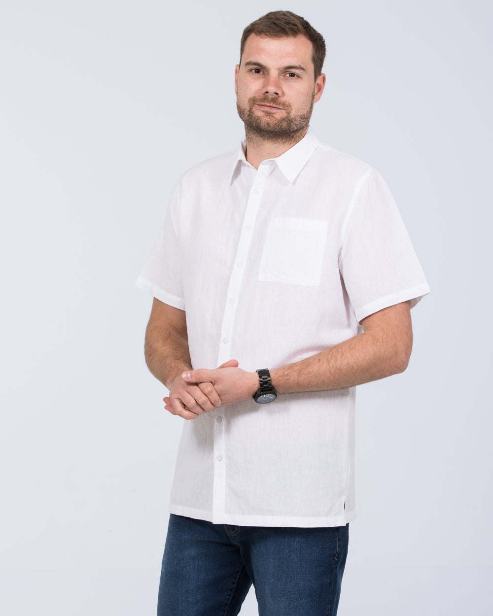 2t Tall Short Sleeve Linen Blend Shirt (white)
