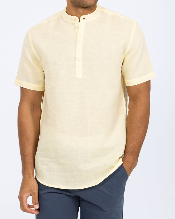 2t Cruz Tall Short Sleeve Linen Blend Shirt (lemon)