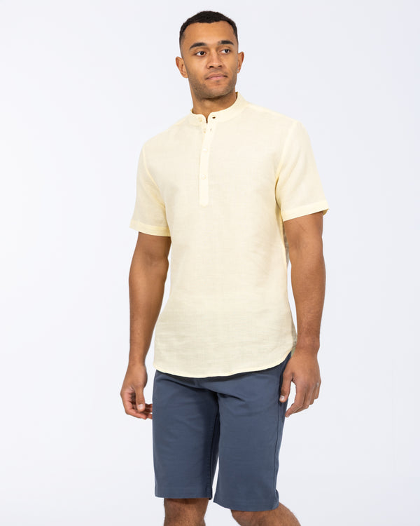 2t Cruz Tall Short Sleeve Linen Blend Shirt (lemon)