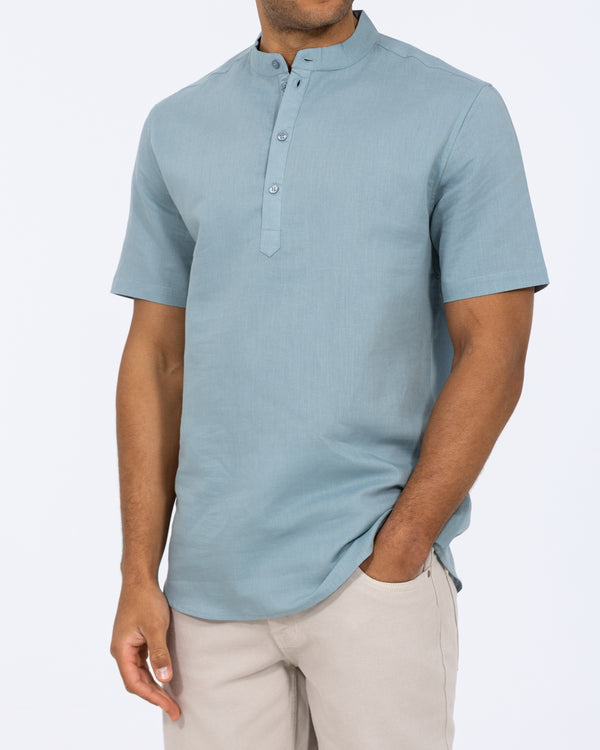 2t Cruz Tall Short Sleeve Linen Blend Shirt (titanium blue)