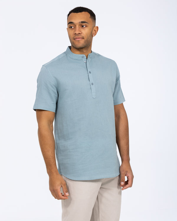 2t Cruz Tall Short Sleeve Linen Blend Shirt (titanium blue)