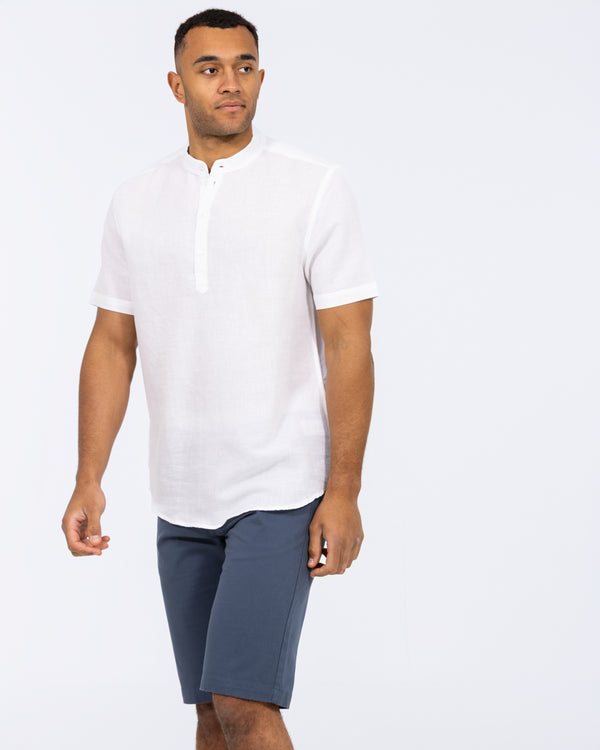 2t Cruz Tall Short Sleeve Linen Blend Shirt (white)