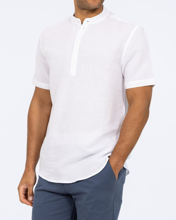 2t Cruz Tall Short Sleeve Linen Blend Shirt (white)