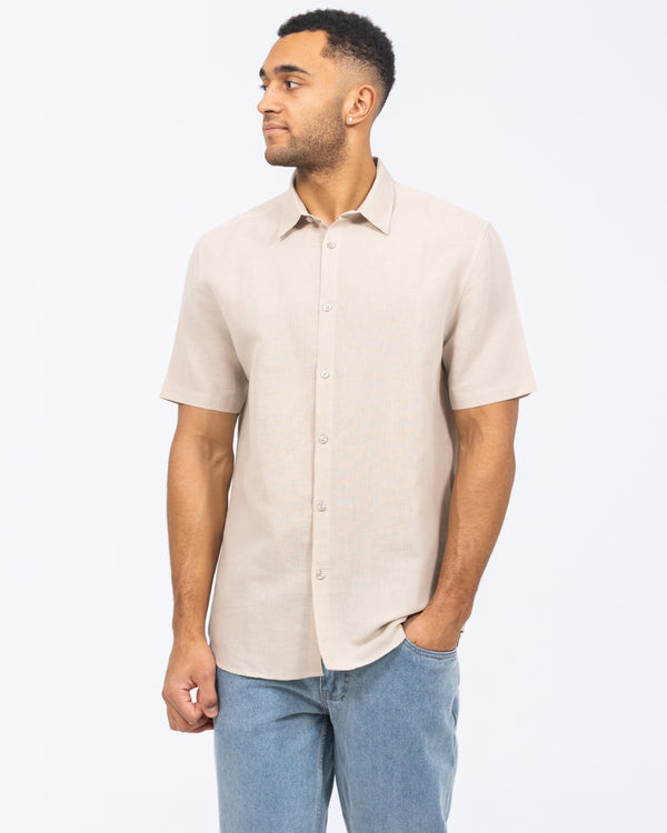 2t Tall Short Sleeve Linen Blend Shirt (stone)