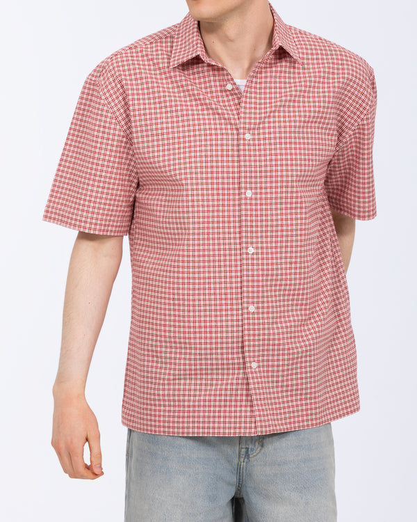 2t Tall Murdo Boxy Short Sleeve Shirt (red check)