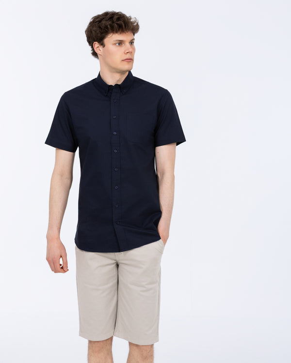 2t Tall Short Sleeve Oxford Slim Fit Shirt (navy)
