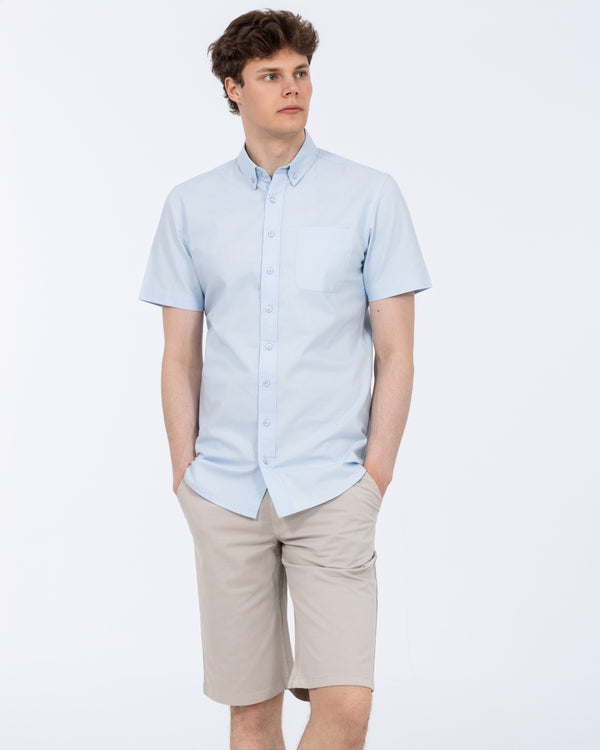 2t Tall Short Sleeve Oxford Slim Fit Shirt (sky blue)