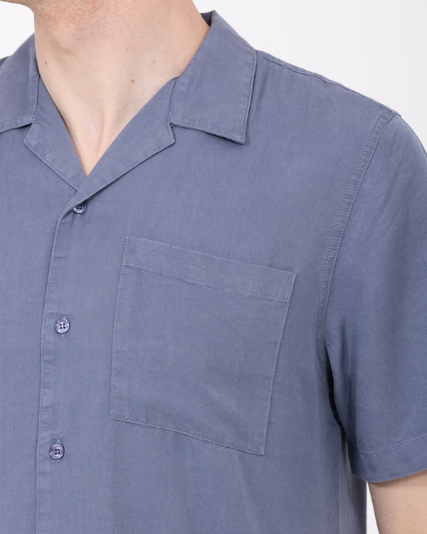 2t Reagan Tall Kurzarm Revere Hemd (blau)