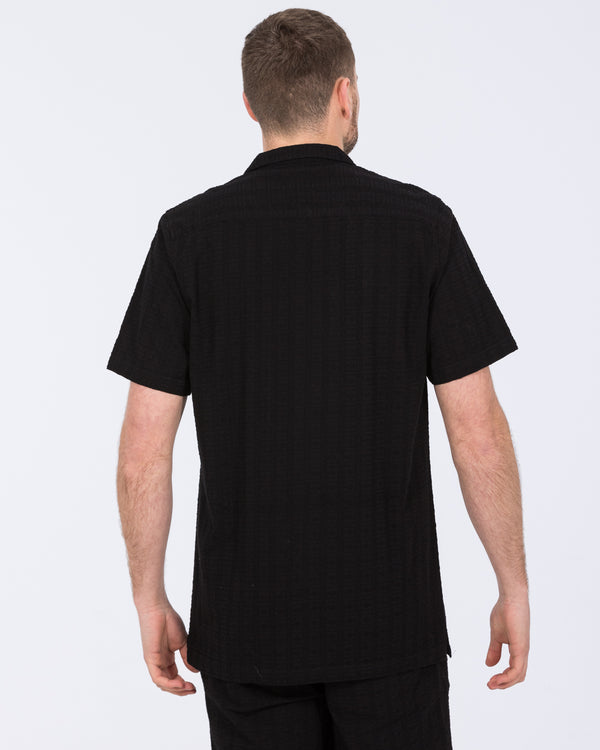 2t Blake Tall Short Sleeve Embroirdered Revere Shirt (black)