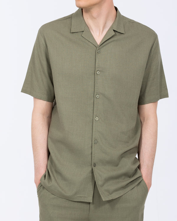 2t Tall Will Leinen Blend Revere-Hemd (Khaki)