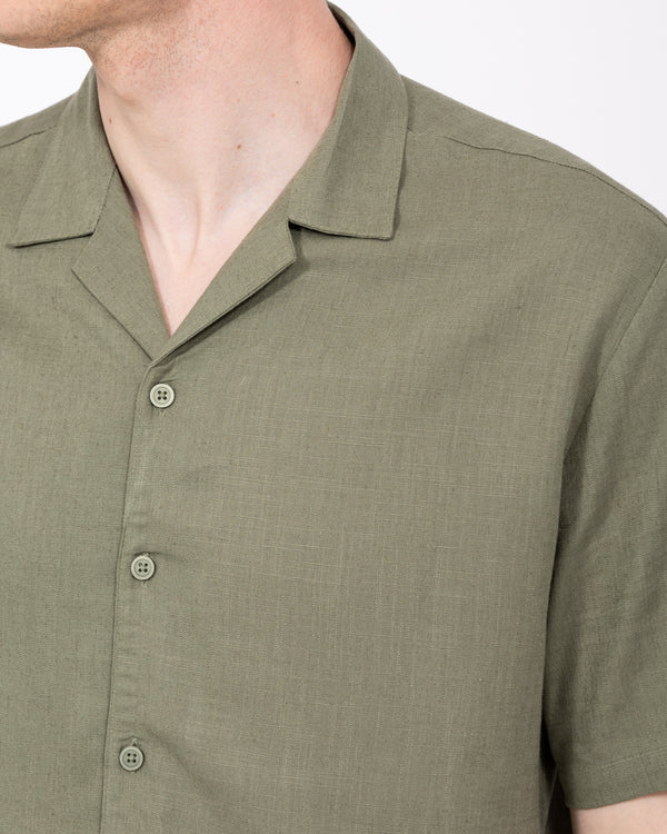 2t Tall Will Leinen Blend Revere-Hemd (Khaki)